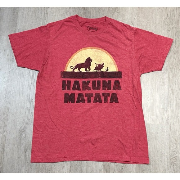 Disney Other - Disney Lion King Hakuna Matata Shirt Mens L Red Graphic Tee Movie Cartoon